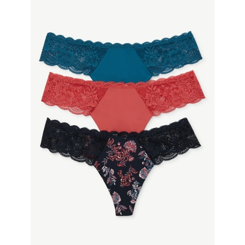 New Floral Lace Trim Thong Set plus size XXXL